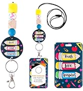 Obookey Teacher Lanyards for ID Badges and Keys School ID Badge Holder with Lanyard Cute Pencil I...
