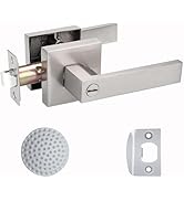 JO.KO Keyless Entry Door Lock, Square Door Lever for Bedroom, Passage Door Privacy Locking Interi...