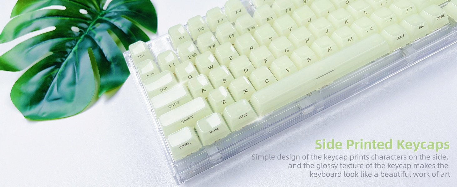 Womier Keyboard Keycaps Jelly - Ceramic Keycaps Style, Clear Creamy Green Key Cap