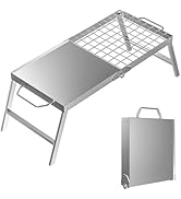 Skyflame Folding Campfire Grill, Portable Stainless Steel Camping Grill Grate and Camp Grill Grid...