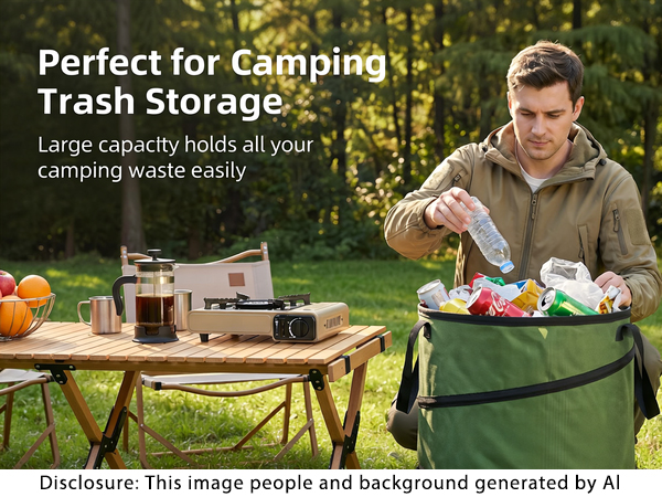 13 Gallon Collapsible Trash Can Camping Trash Can Pop Up Trash Can Outdoor Trash Can Leaf Bags