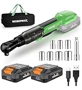 WORKPROX Electric Ratchet Wrench 3/8" Set, 20V Cordless Ratchet Wrench Kit, 74Ft-lbs, 250RPM, Bat...