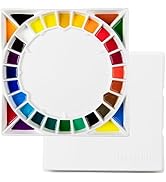 MEEDEN Large 32-Well Ceramic Watercolor Palette with Lid, Porcelain Paint Palette for Watercolor ...