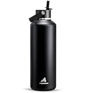 POWCAN 32oz Stainless Steel Slim Water Bottle: Sweatproof, Flex Cap, Lightweight, Standard Mouth,...