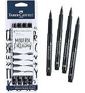 Faber Castell Black Modern Lettering Pitt Artist Pen Set, 4 Count