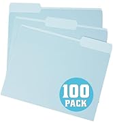 pmybupo100 Pack Colored Two Tone File Folders 8.5x11 Inch,1/3 Cut Tab Blue File Folders Letter Si...