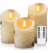 Homemory Birch Flameless Candles, LED Pillar Candles, Battery Operated Candles with Timer and Rem...