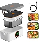 BOKASM Portable Wireless Electric Heated Lunch Box for Adults,Heating Food Warmer Lunch Box,Recha...