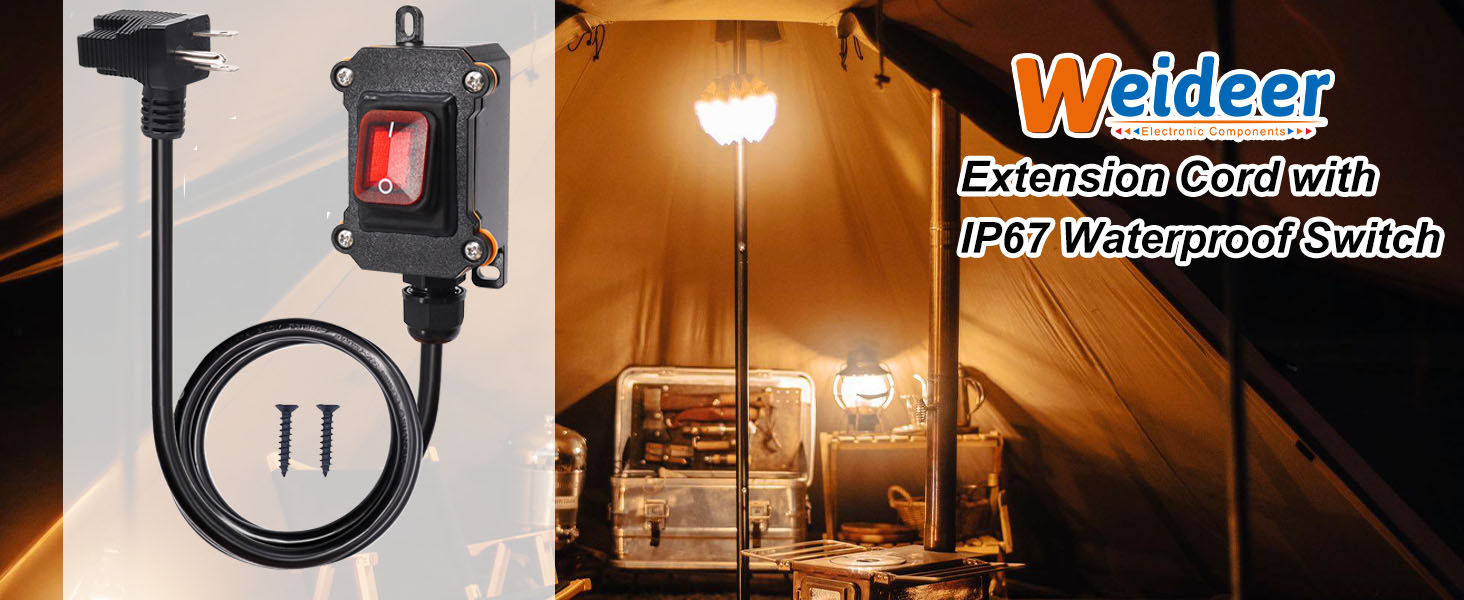 Heavy Duty Extension Cord with IP67 Waterproof Switch