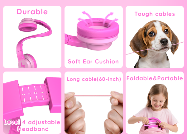 adjustable-kids-headphones-ages-3-12-flexible-headband-custom-pressure-free-fit