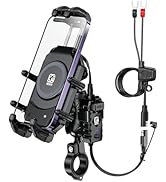 BRCOVAN Motorcycle Phone Mount with Qi 15W Wireless Charger & 30W PD/USB-C Fast Charging Port, An...