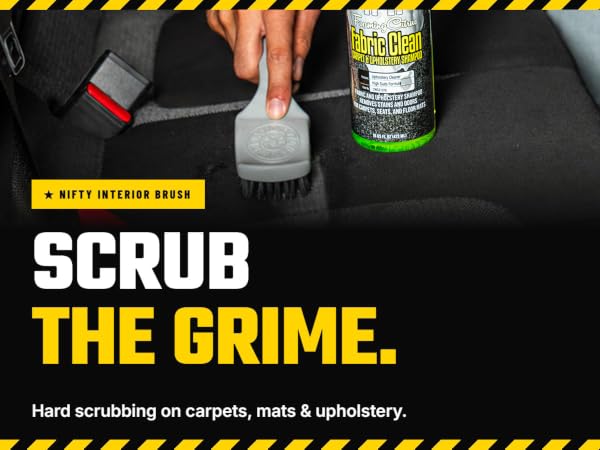  Synthetic bristle scrub brush for car carpets, floor mats, cloth seats, and upholstery cleaning.