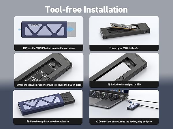 BENFEI Tool-Free 10Gpbs M.2 NVME SSD Enclosure