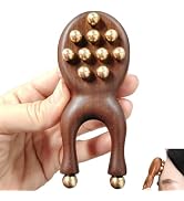 KINTEGOOD Sandalwood Facial Massage Roller with 12 Brass Beads, Wooden Y-Shaped Guasha Tool for F...