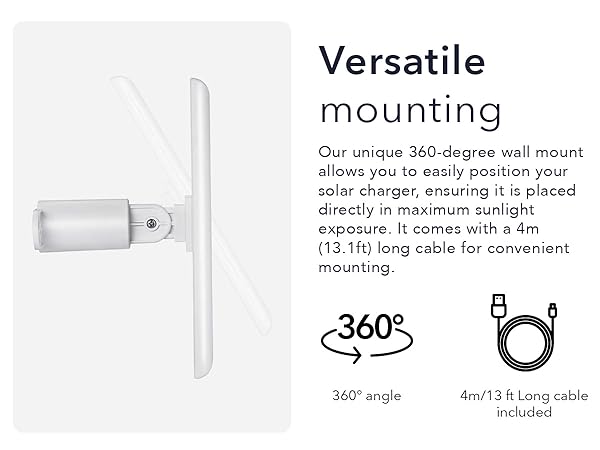 360-degree wall mount allows you to easily position your solar charger