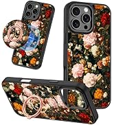 Meshine for iPhone 16 Pro Max Case,Compatible with MagSafe,360°Magnetic Ring Holder Rotation Stan...