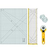 WORKLION Rotary Cutting Mat Set:45mm Rotary Cutter &amp; 2 Replacement Rolling Blades &amp; 18"x 24" inch...