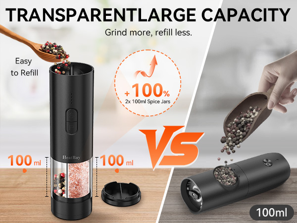 large capacity electric salt and pepper grinder
