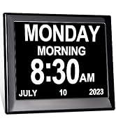 TSITSC Dementia Clock - 8" Large Digital Calendar Day Clock for Seniors with 12 Alarms + Auto-Dim...