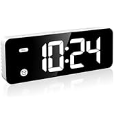 HODIK Alarm Clock White for Kids Bedrooms, Small Digital Clock, 4 Dimmable Backlight, 3 Adjustabl...