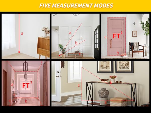 Laser measurement tool with multiple functions for construction and home use.