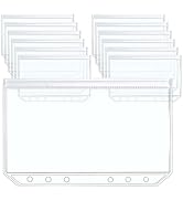 Mogoostry 12pcs A5 Binder Pockets Clear Ziplock Pocket 6 Holes Transparent Binder Pouches Sleeves...