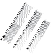 MEDUWEDU [3 Pack] Stainless Steel Pet Comb Set – Grooming Combs for Dogs &amp; Cats, Large Medium Sma...