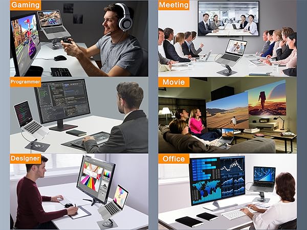 multiple functional laptop stand with dual display port dual monitor HDMI port HDMI connector