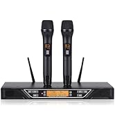 Doslnlya NG-9 UHF Dual Wireless Microphone System with 2 Handheld Dynamic Microphones, Profession...