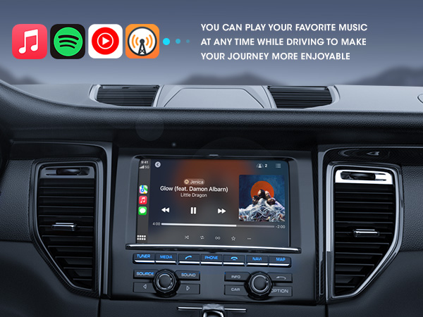 The wireless carplay adapter for iphone could play musics.