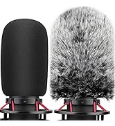 Pop Filter for Hyperx Quadcast s, Mic Foam Cover+Furry Wind Muff Compatible with Hyperx Quadcast ...