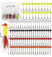 Dovesun 100pcs Fly Tying Jigs Kit, Jig Heads for Fly Fishing 1/124oz 1/80oz 1/64oz 1/32oz 1/16oz ...