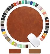 Mouse Pad,Round Mouse Pad,PU Mouse Pad,Leather Mouse Pad with Stitched Edge Micro-Fiber Base with...