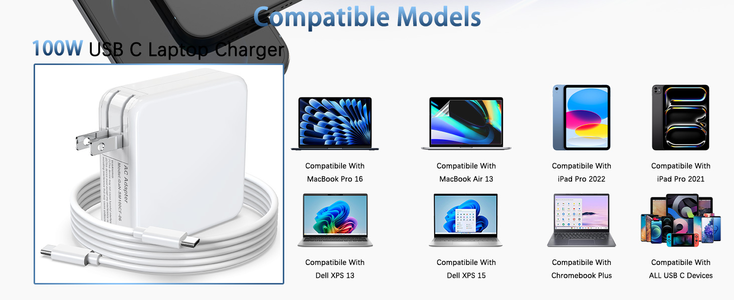 4 100W MAC BOOK USB C LAPTOP CHARGER