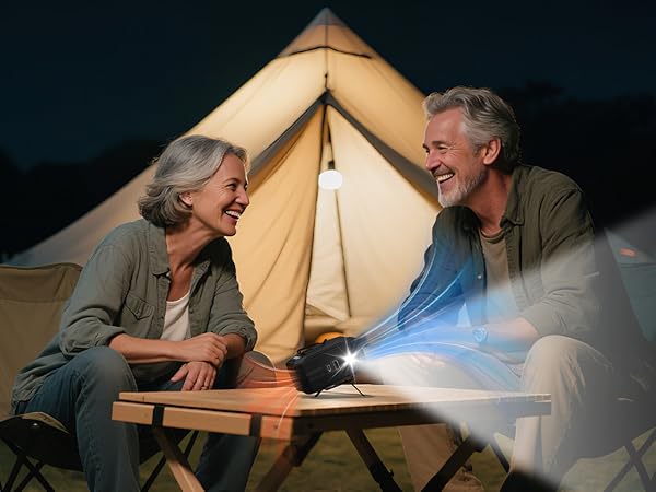 portable fan features 3 lighting modes