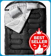 MEREZA Double Sleeping Bag for Adults Mens with Pillow, XL Queen Size Two Person Sleeping Bag for...