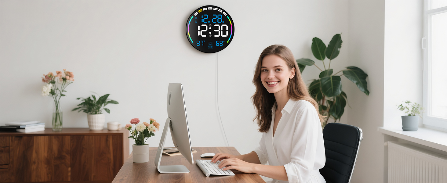 digital wall clock with timer