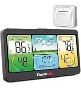 ThermoPro TP280 1000FT Home Weather Stations Wireless Indoor Outdoor Thermometer, Indoor Outdoor ...