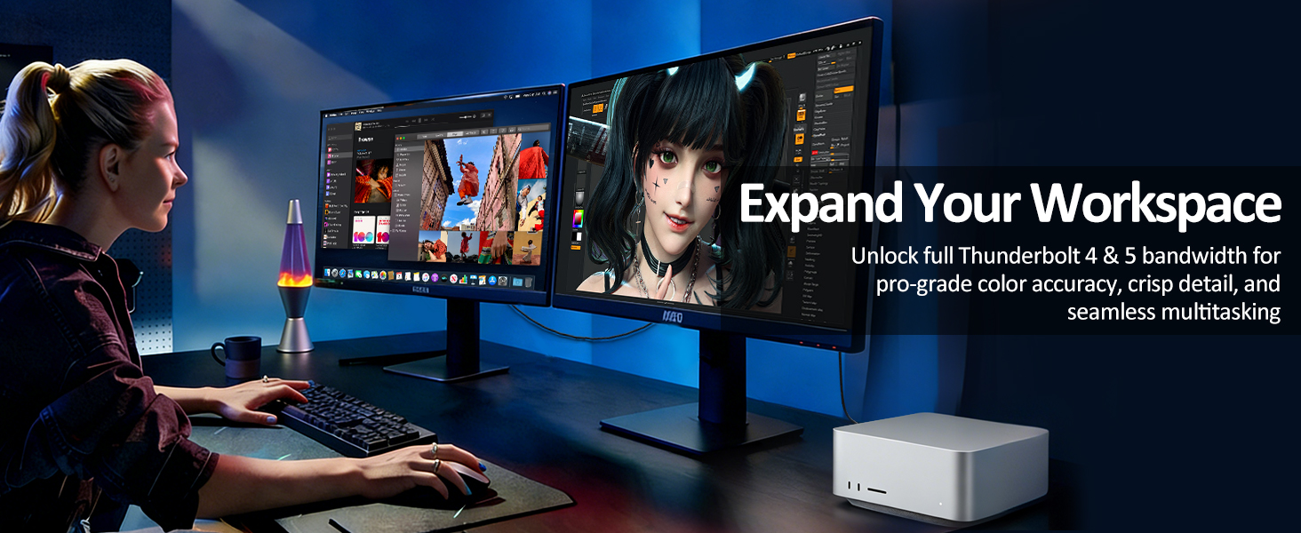 expand your workspace, compatible with macbook, mac mini, thunderbolt 5 &amp;amp; 4
