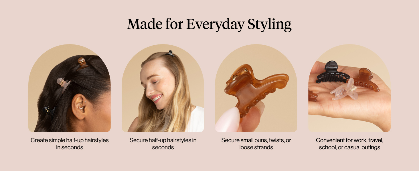 Kitsch Arched Small Hair Clips | Secure Hold Mini Hair Clips | Great For Styling Sections