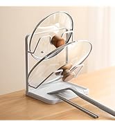PAVSTINE Pot Lid Holder, 2 Tier Pan Lid Holders While Cooking, Lid and Spoon Rest for Kitchen Cou...