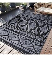 OLANLY Outdoor Rug Waterproof 5x8 ft, Reversible Outdoor Plastic Straw Rug, Boho Patio Rug, Indoo...