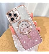 ZIYE Magnetic Case Designed for iPhone 13 Pro Max Glitter Case Luxury Plating Love Heart Compatib...