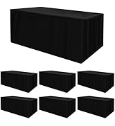 HolidayIdeas Fitted Black Rectangle Table Cloths 6ft Table Cover for Vendor Booth Display, Banque...