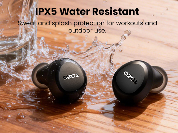 TOZO A1 IPX5 water resistant wireless earbuds for workout and sports sweatproof