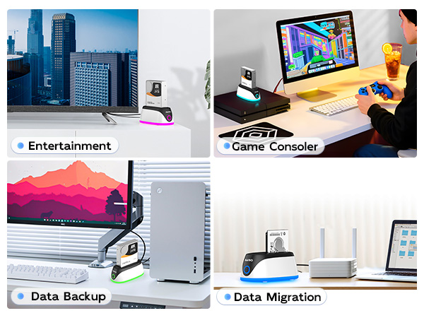 2.5 3.5 inch hdd ssd case drive bay hard drive dock rgb light dockcase hard disk docing station