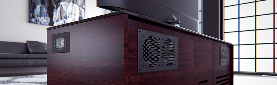 AC Infinity AIRPLATE S2 Quiet Cooling Blower Fan System with Speed Control Home Theater AV Cabinets