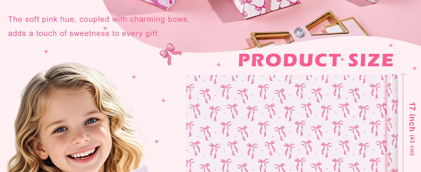 WRAPAHOLIC Pink Bow Wrapping Paper