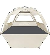 WhiteFang Deluxe XL Pop Up Beach Tent Sun Shade Shelter for 3-4 Person, UV Protection, Extendable...