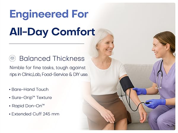 Supmedic nitrile gloves engineered for all day comfort with balance thickness